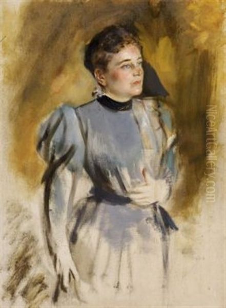 Portrat Frau Goring (study) Oil Painting by Franz Seraph von Lenbach