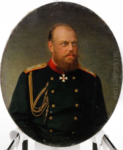 Portrait Of Emperor Alexander Iii Oil Painting by Alexander Fedorovich Bely