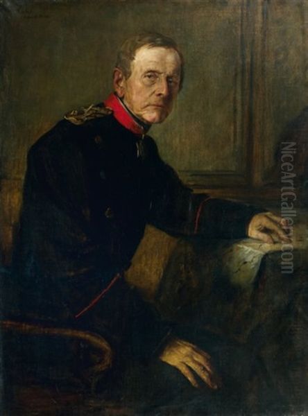 Portrait D'un Officier Prussien Oil Painting by Franz Seraph von Lenbach