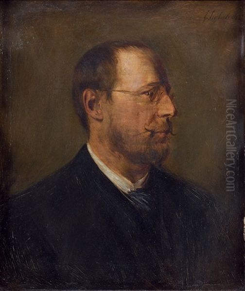 Portrait D'homme Aux Lunettes Oil Painting by Franz Seraph von Lenbach