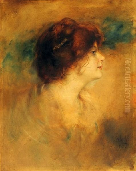 Portrait Of A Woman Oil Painting by Franz Seraph von Lenbach