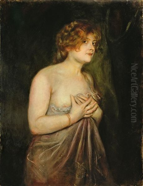 Halbakt (fraulein Guschlbauer) Oil Painting by Franz Seraph von Lenbach