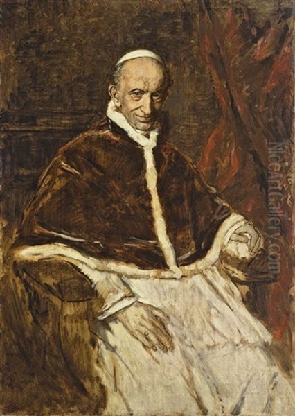 Papst Leo Xiii Oil Painting by Franz Seraph von Lenbach