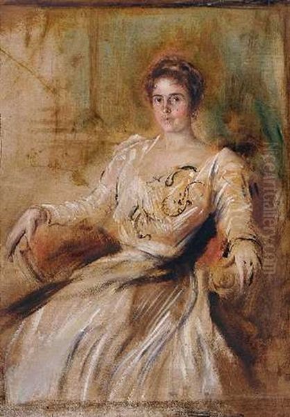 Damenportrait Frau Rosner Oil Painting by Franz Seraph von Lenbach