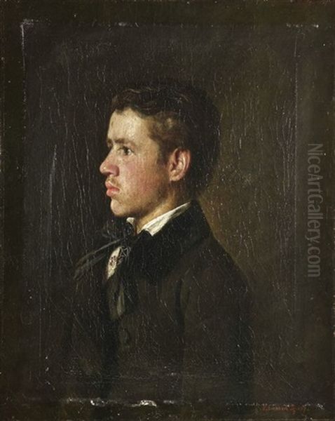 Jugendbildnis Des Ludwig Lenbach (bruder Des Meisters) Oil Painting by Franz Seraph von Lenbach