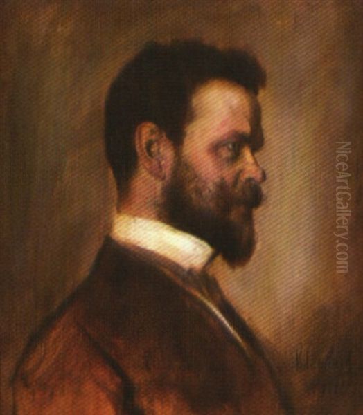 Bildnis Heinrich Kautsch Oil Painting by Franz Seraph von Lenbach