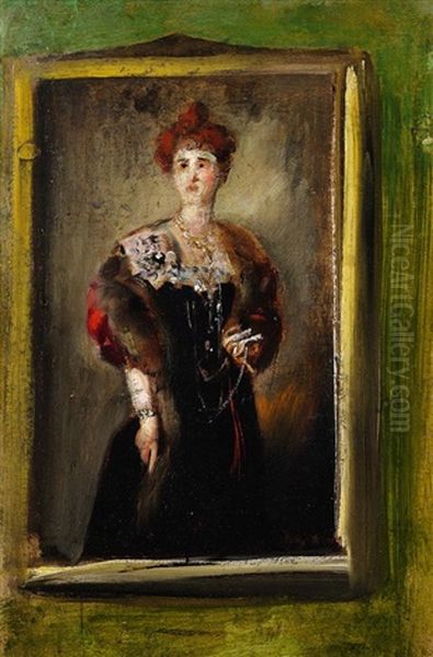 Portrat Frau Von Mumm Oil Painting by Franz Seraph von Lenbach