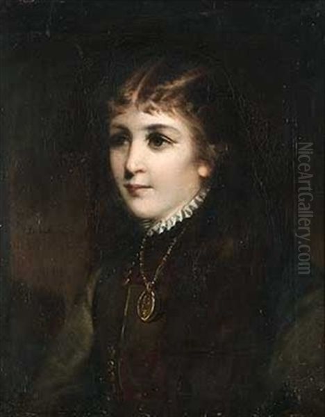 Portrait Eines Madchens Mit Medaillonanhanger Oil Painting by Franz Seraph von Lenbach