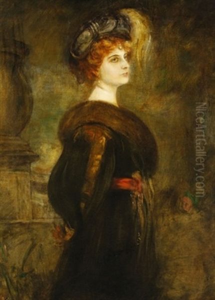 Lilly Merk Oil Painting by Franz Seraph von Lenbach