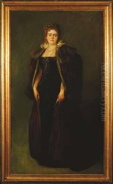 Portrait Der Gabriele Von Lang-buchhof In Festlicher Garderobe Oil Painting by Franz Seraph von Lenbach