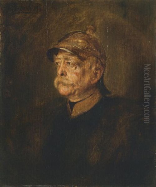 Otto Furst Von Bismarck In Uniform Oil Painting by Franz Seraph von Lenbach