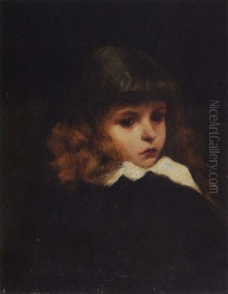 Brustportrait Eines Lockigen Knaben Oil Painting by Franz Seraph von Lenbach