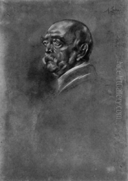 Bildnis Otto Furst Von Bismarck Nach Links Blickend Oil Painting by Franz Seraph von Lenbach