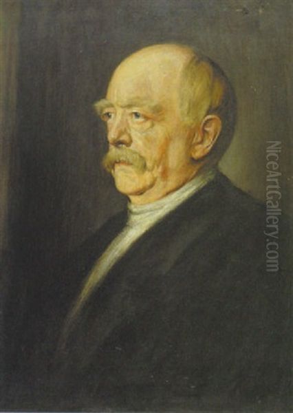 Reichskanzler Otto Furst Bismarck Oil Painting by Franz Seraph von Lenbach