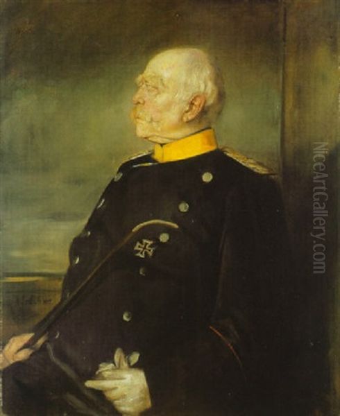 Otto Furst Von Bismarck In Uniform Oil Painting by Franz Seraph von Lenbach