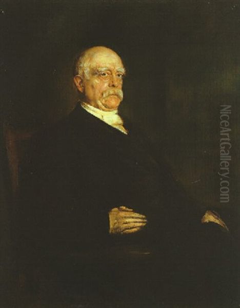 Portrait Otto Furst Bismarck In Schwarzem Zivil Oil Painting by Franz Seraph von Lenbach