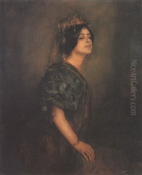 Damenportrait Oil Painting by Franz Seraph von Lenbach