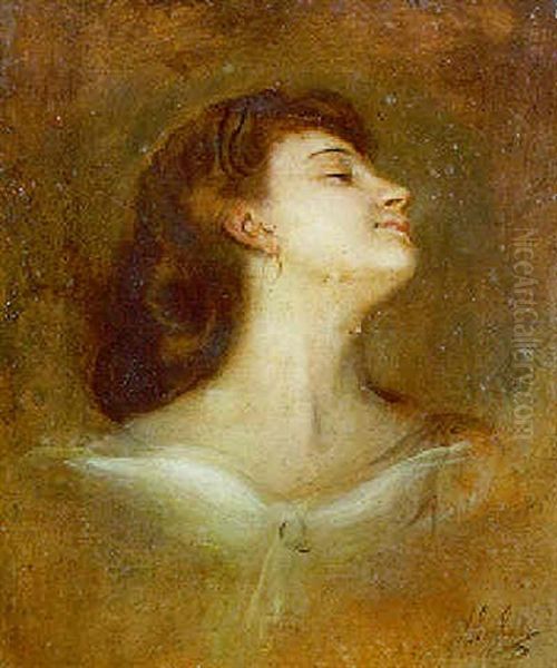 Portrait Of A Lady In Profile Oil Painting by Franz Seraph von Lenbach