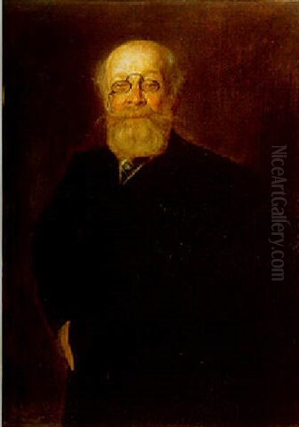 Portrait Of A Bearded Gentleman Wearing A Pince-nez Oil Painting by Franz Seraph von Lenbach