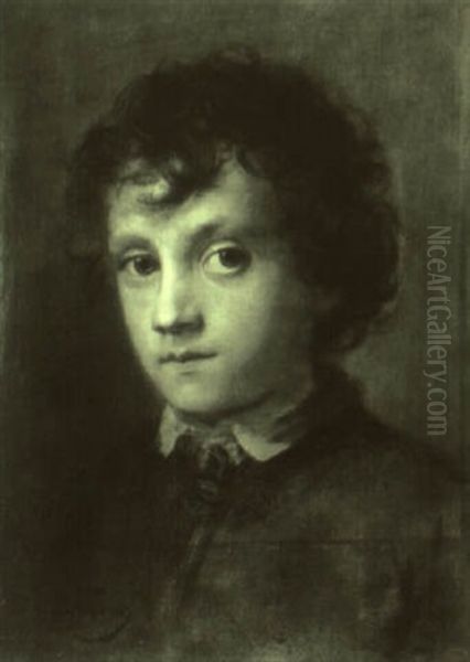 Portrait Of A Young Boy Oil Painting by Franz Seraph von Lenbach