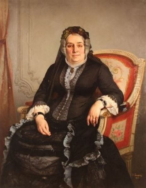 Portrait De Madame Richou Oil Painting by Jules Eugene Lenepveu