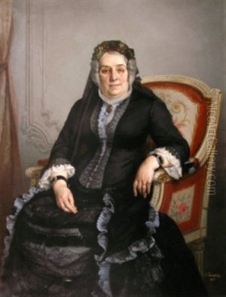 Portrait De Mme Richou Oil Painting by Jules Eugene Lenepveu