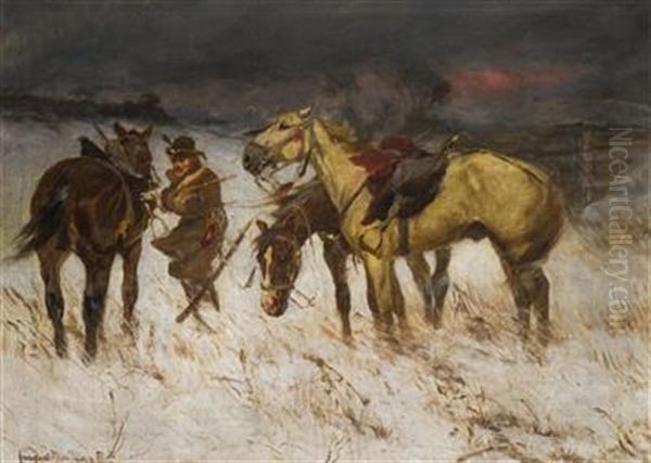 Rider Oil Painting by Ede Lengyel-Reinfuss