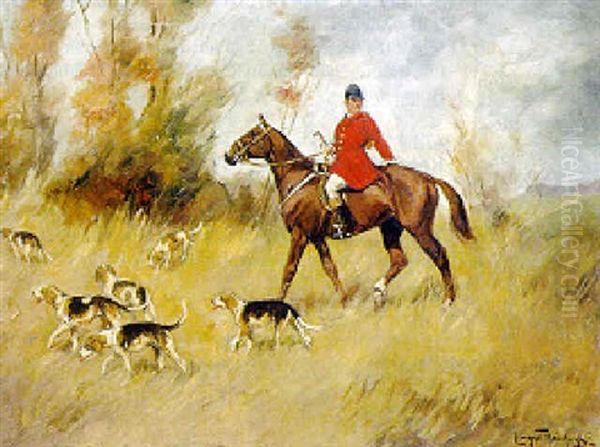 Reiter Mit Hundemeute Auf Der Jagd In Herbstlicher Landschaft Oil Painting by Ede Lengyel-Reinfuss