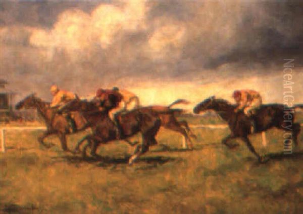 The Horse Race Oil Painting by Ede Lengyel-Reinfuss