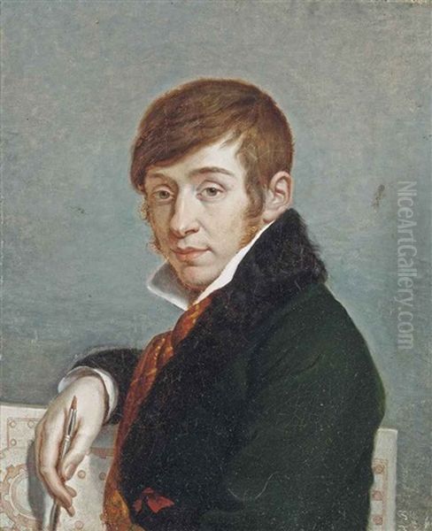 Portrait Of An Architect, Half-length, In A Green Coat Oil Painting by Adelaide Binart Lenoir