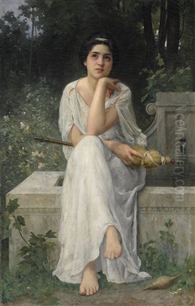 The Spinner Oil Painting by Charles Amable Lenoir