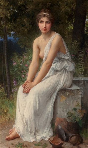 Beauty In A Garden Oil Painting by Charles Amable Lenoir