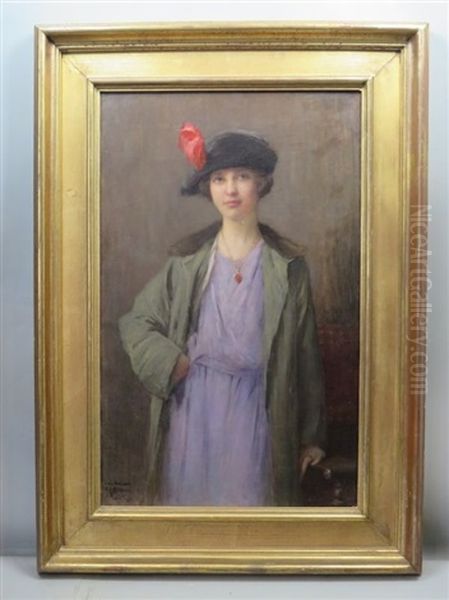 Portrait De Jeune Femme Au Chapeau Oil Painting by Charles Amable Lenoir