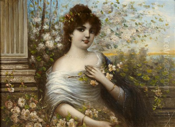 An Elegant Beauty Oil Painting by Charles Amable Lenoir