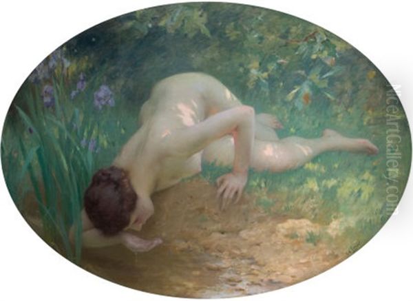 At The Pool Oil Painting by Charles Amable Lenoir