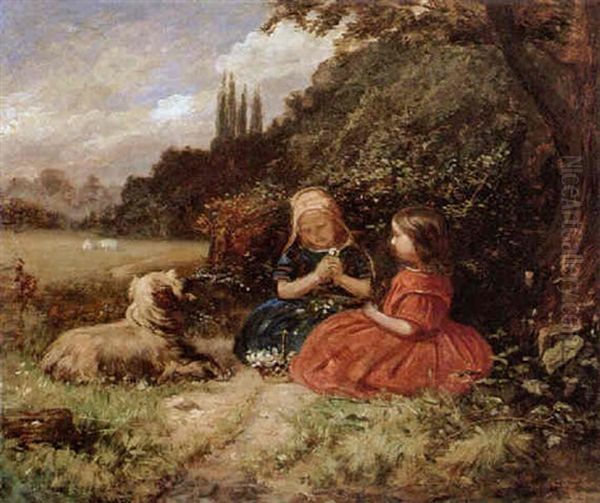 Gathering Flowers Oil Painting by Charles Amable Lenoir