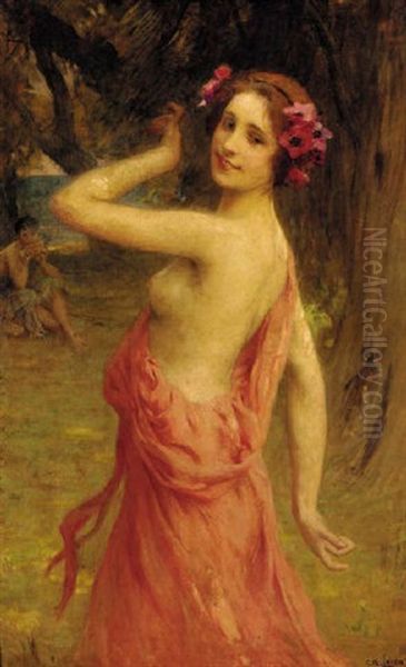 A Nymph Dancing To Pipe Music Oil Painting by Charles Amable Lenoir