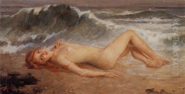 The Nude And The Wave Oil Painting by Charles Amable Lenoir