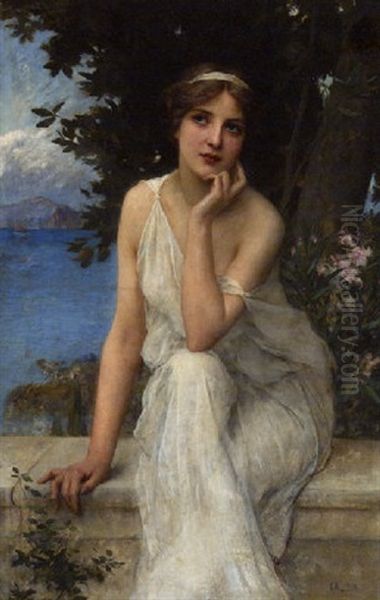 Meditation Oil Painting by Charles Amable Lenoir