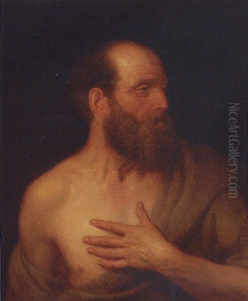 A Bearded Man As Hercules(?) Oil Painting by Andries Cornelis Lens