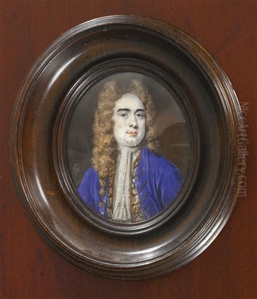 A Miniature Of A Gentleman, Traditionally Identified As Joseph Addison Oil Painting by Bernard (Goupy) Lens III