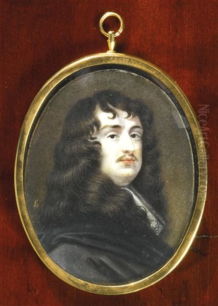 A Miniature Of Sir Peter Lely Oil Painting by Bernard (Goupy) Lens III