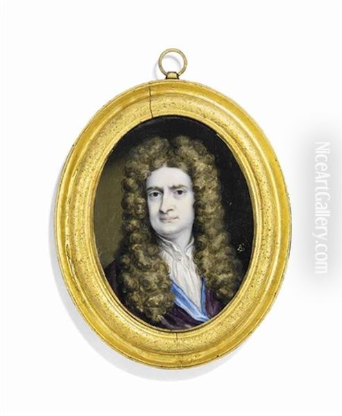 Sir Isaac Newton (1642-1727), In Blue-lined Purple Day Robe, Full-bottomed Curling Wig by Bernard (Goupy) Lens III