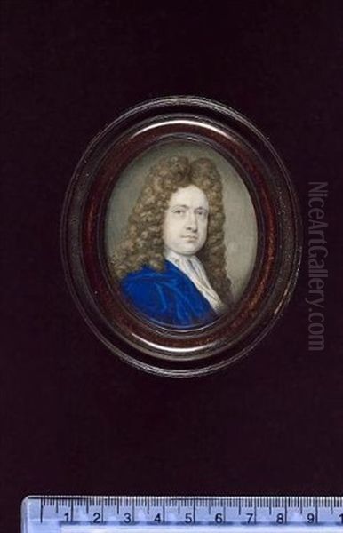 William Cheyne, 2nd Viscount Newhaven, Wearing Blue Cloak, White Jabot And Full-bottomed Wig Oil Painting by Bernard (Goupy) Lens III