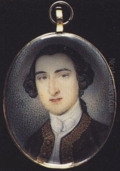 A Nobleman Wearing Brown Coat With Gold Embroidered Edging, White Waistcoat And Stock, His Hair En Queue And Tied With A Black Ribbon Oil Painting by Peter Paul Lens