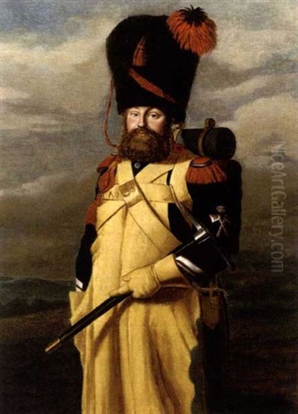 Portrait Of A Pioneer, Of An Infantry Regiment, Possibly Hessen Darmstadt Oil Painting by Gaston Lenthe