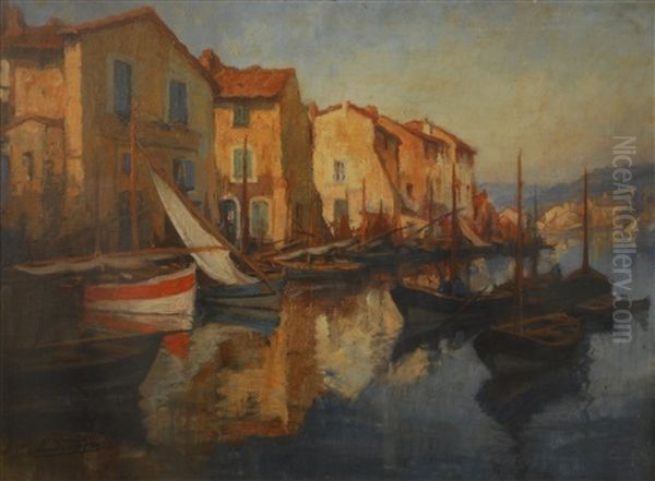 Vue Portuaire Meridionale Oil Painting by Jules Lentrein