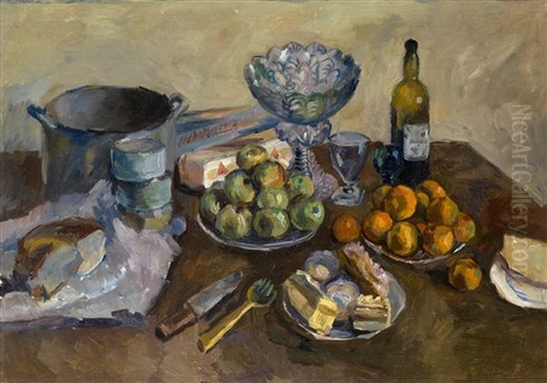 Still Life With Cakes And Fruit Oil Painting by Aristarkh Vasilevich Lentulov