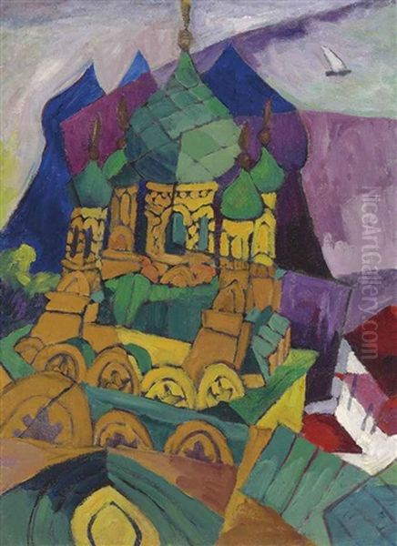 Church In Alupka Oil Painting by Aristarkh Vasilevich Lentulov