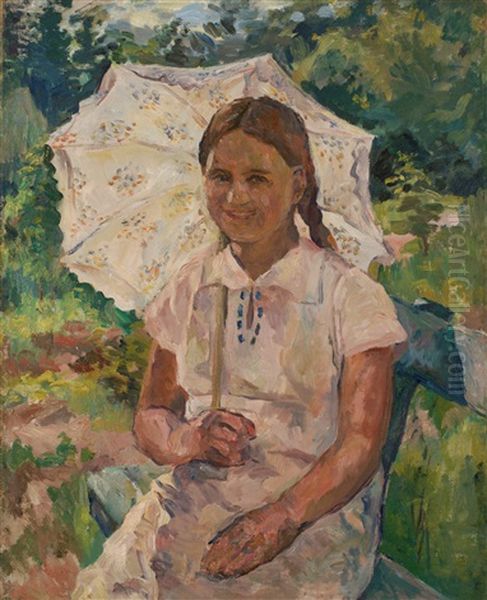 Girl With A Parasol by Aristarkh Vasilevich Lentulov